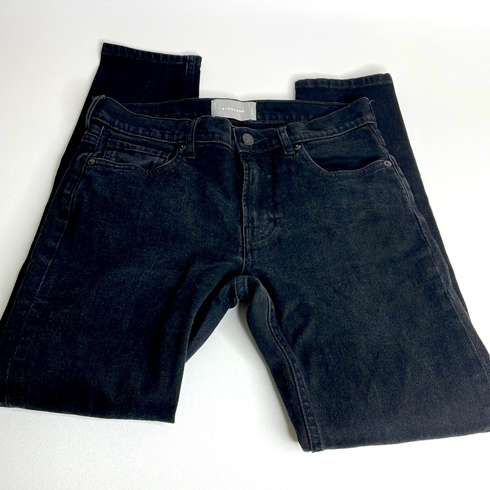 Everlane 9" High Rise Skinny Ankle Black Jeans size 28